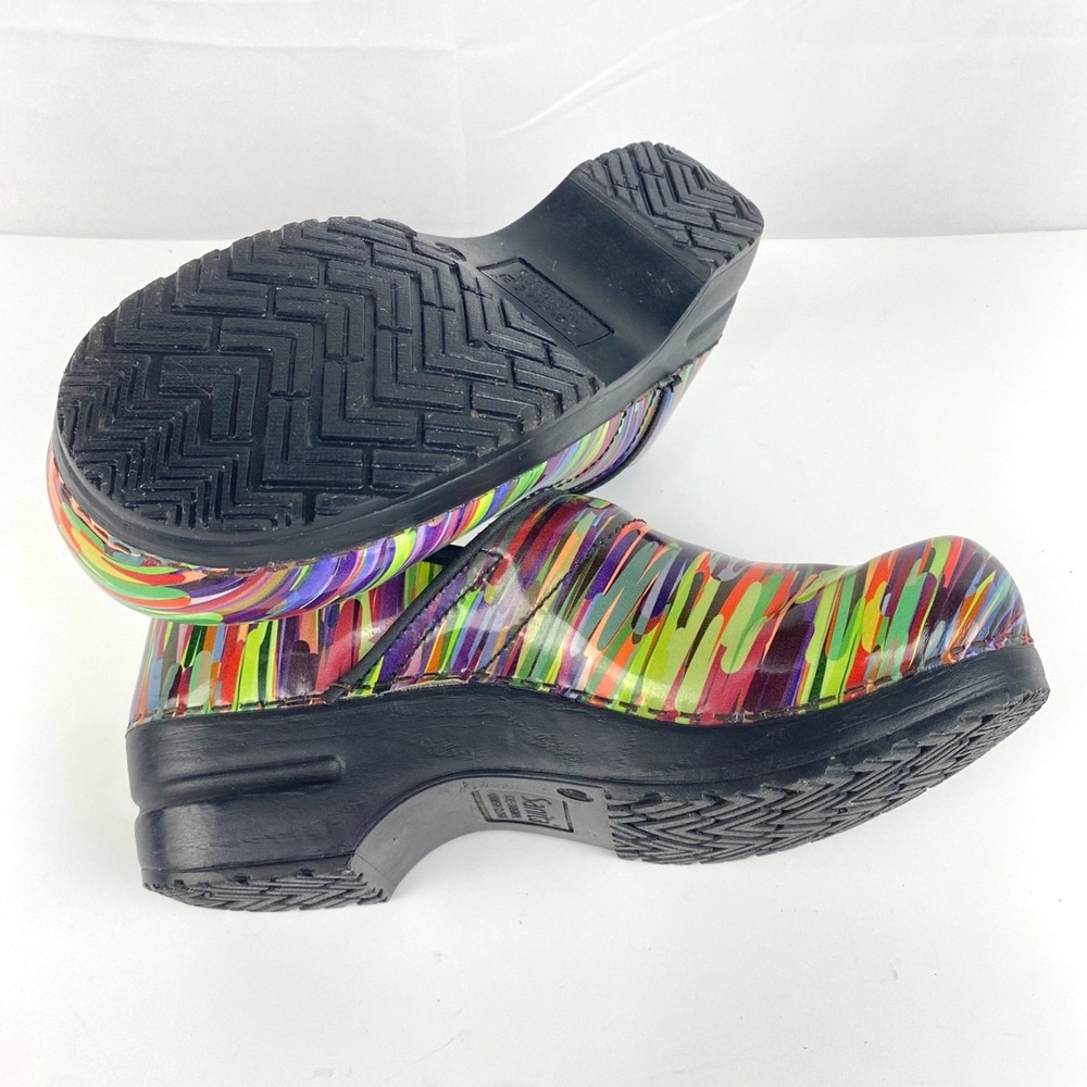 Sanita Patent Leather Clogs Womens 40 / 9 Tivoli Multi Color Slip On Danish LKNU - Picture 8 of 8